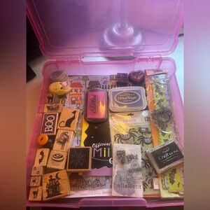 Box art craft diy Halloween inks stamps stencils paper skulls bats